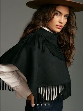 Anthropologie Wool Blend Crop Poncho